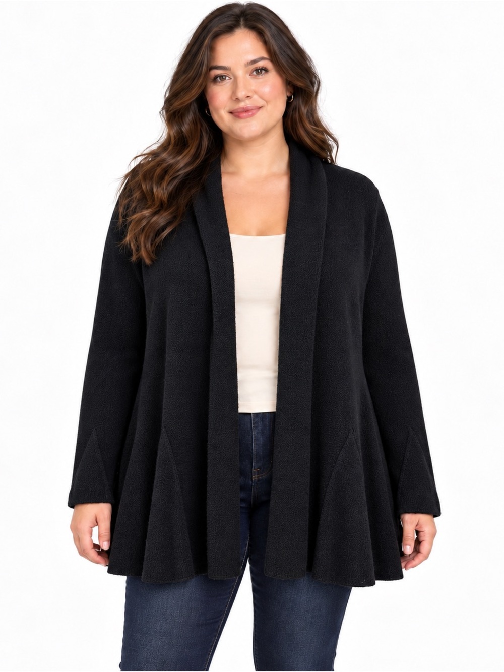 Beyond Threads Alpaca Wool Open Front Cardigan Sweater Made in Peru Black